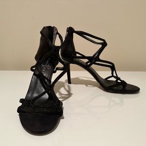 Black Beaded Strap High Heel Sandals